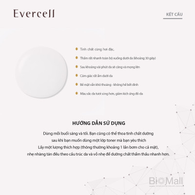 Ampoule năng lượng Tế bào gốc thần kỳ dưỡng Trắng da EVERCELL Magic White Drop 4chaix10ml 