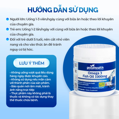 Combo 3 Hộp Dầu Cá Goodhealth Omega 3 Fish Oil 1000mg 150 Viên - Bổ Não - Tăng Trí Nhớ - Mắt Tinh - Chính Hãng Từ New Zealand
