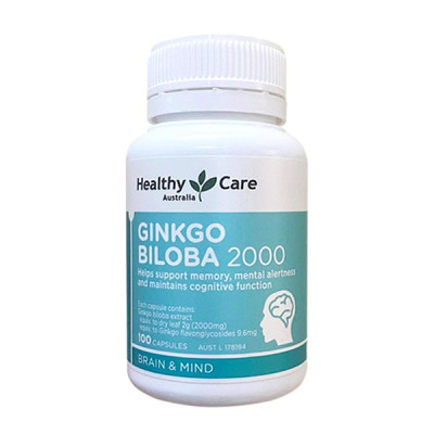 Viên Uống Healthy Care Ginkgo Biloba 2000mg hộp 100 viên, Hỗ trợ các vấn đề tuần hoàn não, Cải Thiện Trí Nhớ, lưu thông máu, Tăng khả năng nhận thức