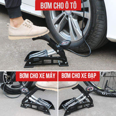 Bơm Đạp Chân 2 Nòng Xilanh 6 Bar 170 PSI Siêu Bơm Chất Lượng Cao Cho Xe Đạp, Xe Máy, Xe Ô tô, Xe Hơi Đa Năng Dễ Dàng Xếp Gọn Và Sử Dụng Tặng Kèm 3 Chốt Chân Lỗ Bơm Super Pump Mai Lee  J055B