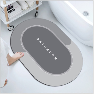 Thảm Lau Chân Silicon Bầu Dục Siêu Thấm Hút - Thảm Chùi Chân Oval Nhà Tắm Có Đế Silicon Chống Trơn Trượt Giao Màu Ngẫu Nhiên