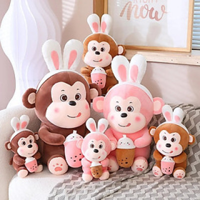 Thú nhồi bông khỉ ôm bình sữa dễ thương - Size từ 45cm đến 75cm - Quà tặng gấu bông khi ôm bình sữa đáng yêu.