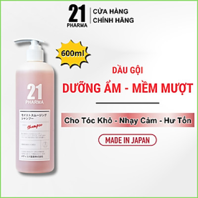 Combo Dầu Gội Dưỡng Ẩm Mềm Mượt + Dâu Xả Giảm Rụng Tóc Chuyên Sâu Pharma 21 Nhật Bản - Chai 600ml