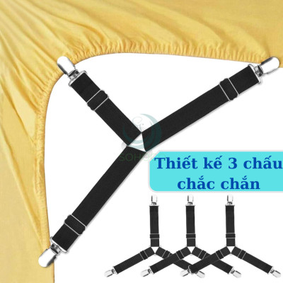 Bộ 4 Dây cố định ga trải giường 3 chấu- Dây đai giữ góc ga chống xô lệch- Dây thun kẹp ga trải giường đa năng- Dây kẹp giữ chăn ga cao cấp- Dây thun 3 chạc cố định ga giường- Kẹp ga giường chữ Y tiện dụng