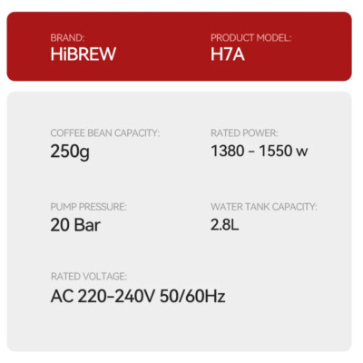 Máy pha cà phê Espresso chuyên nghiệp 3 trong 1, thương hiệu Mỹ cao cấp HiBREW H7A. HÀNG CHÍNH HÃNG