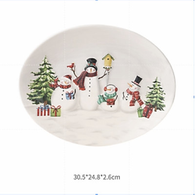 Đĩa Bầu Dục Người Tuyết Trang Trí 24.8X30.5Cm | Index Living Mall | Nhập Khẩu Thái Lan