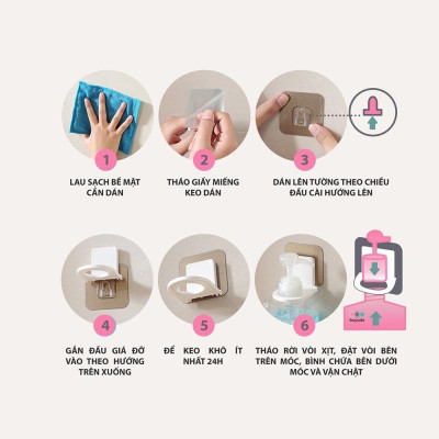 Giá Dán Tường Treo Bình Xịt Rửa Tay, Sữa Tắm, Dầu Gội Trong Phòng Tắm, Sử Dụng Miếng Dán 3M Siêu Chắc, Tiện Lợi. TakyHome 4012
