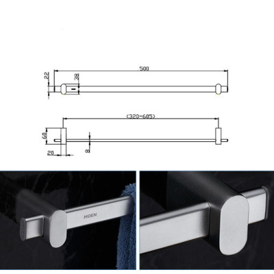 Thanh vắt khăn đơn nhà tắm 50cm dòng Alisa Moen - ACC2413