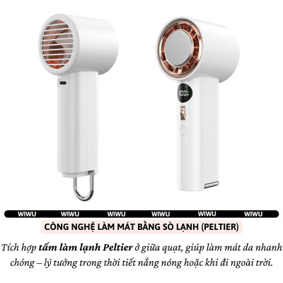 Quạt cầm tay turbo sò lạnh mini siêu mát Pin trâu 3000 mAh, nhỏ gọn linh hoạt hiệu WI WU Wi-FS016 ChillMate - 100 chế độ gió, thiết kế đẹp, bền - hàng nhập khẩu