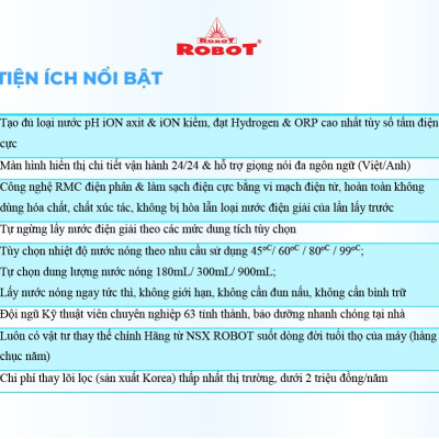 Máy Lọc Nước Điện Giải Ion Kiềm ROBOT IonKing 912 Chế Độ Nóng Thông Minh Lạnh 9 Tấm Điện Cực Titanium Phủ Platinum - Hàng Chính Hãng