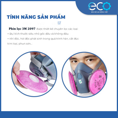 Phin lọc 3M 2097 chống độc, chuyên phòng dịch, chống giọt bắn, lọc bụi mịn pm2.5, khói hàn, 3M chính hãng 