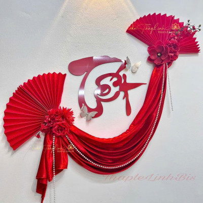 Set Trang Trí Tết, Đồ Decor Tết 2025 Chữ Tết Alu Đỏ Kèm Vải Nhung Và Hoa Chúc Mừng Năm Mới - HÀNG CHÍNH HÃNG MINIIN