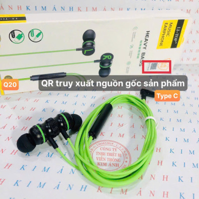 Tai nghe Game Lip-Top Q20 chân Type C, check QR tra nguồn gốc, có Micro và nút chỉnh âm lượng, Hàng chính hãng BH 1 năm