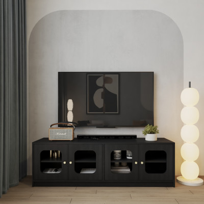 HAPPY FURNITURE , Kệ TV 4 cửa kính - NOAH , KTV_109 , 160cm x 45cm x 50cm DxRxC