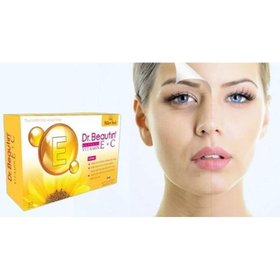 Viên uống đẹp da, chống lão hóa DR. BEAUTIN NATURAL VITAMIN E + C - Bổ sung Vitamin E, C giúp giảm khô da, da trăng sáng