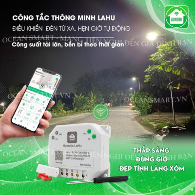 Công Tắc Thông Minh Wifi Hunonic, Công Tắc Hẹn Giờ Không Cần Internet - LAHU04 RTC