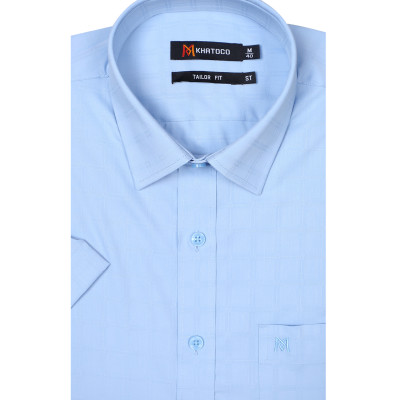 Áo sơ mi nam tay ngắn form suông vạt ngang Khatoco A1MN468T2-CNMK521-2605-N
