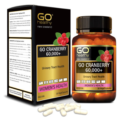 GO CRANBERRY 60,000+ 30 viên - Viên uống viêm đường tiết niệu nhập khẩu chính hãng GO Healthy New Zealand