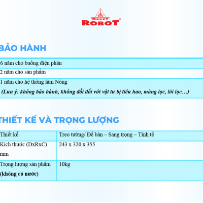 Máy Lọc Nước Điện Giải Ion Kiềm ROBOT IonSmart 510 Nóng Thông Minh Tạo 10 Loại Nước Sử Dụng - Hàng Chính Hãng