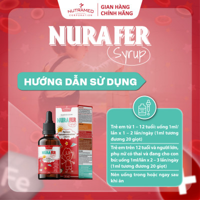 Siro Nurafer hỗ trợ bổ sung sắt giúp giảm nguy cơ thiếu máu do thiếu sắt (30ml) - Nutramed