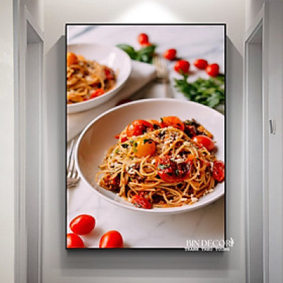 (ẢNH THẬT) Tranh treo tường mì ý trang trí decor quán tranh tráng gương kèm đinh treo