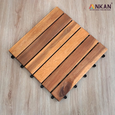 Vỉ Gỗ Lót Sàn Ban Công Thương Hiệu ANKAN Màu Vàng Nắng Loại 6 Nan, Sàn Gỗ Lót Ban Công, Sân Vườn, Hồ Bơi, Phòng Spa, Siêu Bền, Chịu Nước Tốt, Chống Trơn Trượt, Tiêu Chuẩn Xuất Khẩu (1 Vỉ)