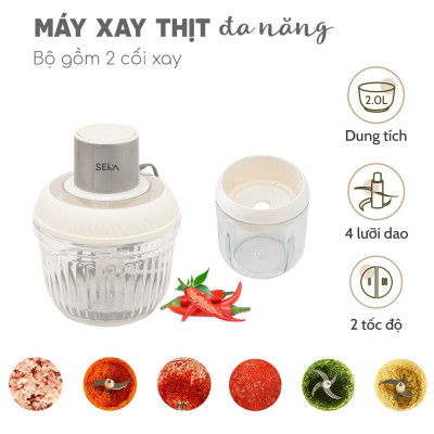 Máy xay thịt đa năng SEKA SK2287, 2 cối thủy tinh, thiết kế 4 - 6 lưỡi dao sắc bén, Công suất mạnh 500W  hàng nhập khẩu