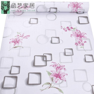 Combo 10M decal giấy dán tường Ô Vuông Hoa Ly Hồng (10mx0.45m).