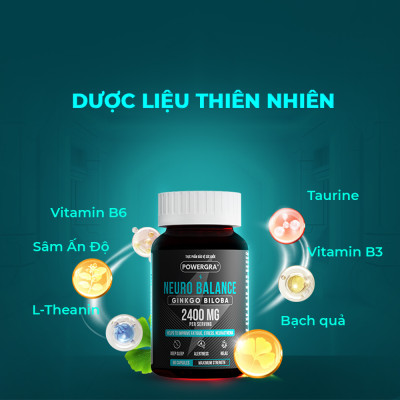 Viên uống bổ não, tăng cường trí nhớ Powergra Neuro Balance - Hộp 60 viên