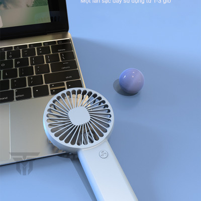 Quạt Cầm Tay Mini Tích Điện Teement, Có Giá Đở Điện Thoại, Sạc USB Di Động Tiện Lợi - Hàng Chính Hãng