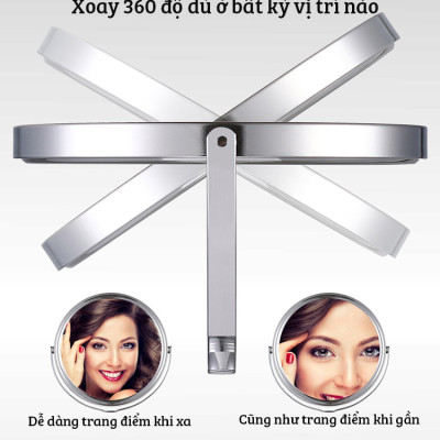 Siêu phẩm mặt gương xoay phóng đại 360 độ dùng để trang điểm, cạo râu trong phòng ngủ, phòng tắm