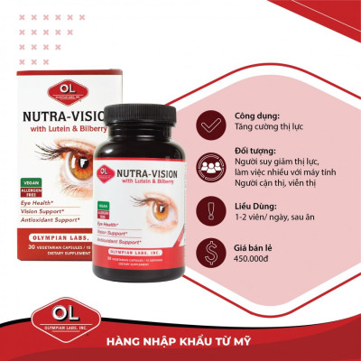 Nutra-Vision giúp bổ mắt, giảm mờ mắt, nhìn rõ hơn và mỏi mắt Olympian Labs