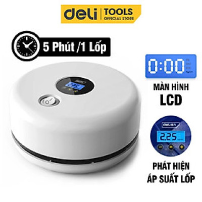 Máy Bơm Lốp Xe Ô Tô Deli Chính Hãng - Bơm Nhanh, Phát Hiện Áp Suất Lốp Thời Gian Thực, Màn Hình LCD - Nhỏ Gọn - DL880180