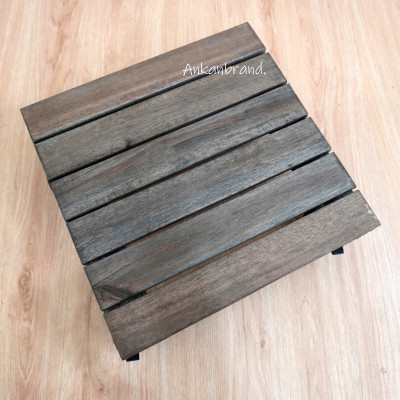 Đế Lót Chậu Cây Có Bánh Xe Thương Hiệu ANKAN, Đế Để Chậu Cây, Mặt Vuông Bằng Gỗ Tràm, Màu Đen Đường Kính 30 Cm, Tải Trọng 80kg - Hàng Xuất Khẩu