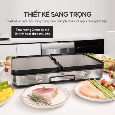 Bếp nướng điện không khói Lebenlang LBL8586, khay nướng tháo rời, chống dính cao cấp, công suất 2000W, bảo hành 2 năm - hàng chính hãng