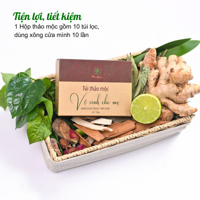 Bộ chăm sóc mẹ là siêu nhân Wonmom (1 lá xông + 1 hộp thảo mộc vệ sinh mẹ)