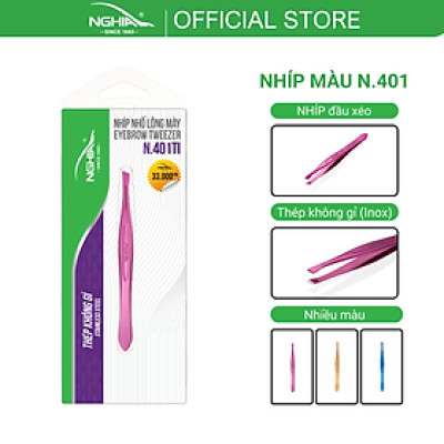 Nhíp Inox Đầu Xéo Vỉ Giấy Màu Tím KỀM NGHĨA N.401TI