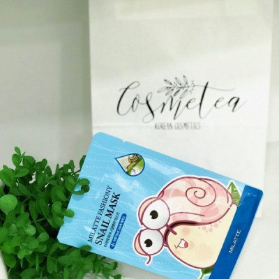 Mặt nạ dưỡng da chiết xuất từ ốc sên Milatte Fashiony Snail Mask - Hộp 10 miếng
