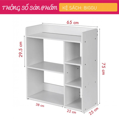 Giá sách gỗ công nghiệp kích thước nhỏ tiện lợi SMLIFE Biggu