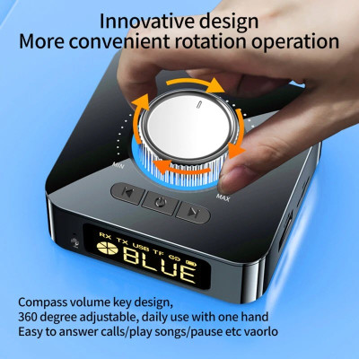 Hàng Chính Hãng - Bộ Thu Phát Âm Thanh Bluetooth 5.0 M5 Giao Thức A2DP/AVRCP, Phạm Vi Hoạt Động 10m, Màn Hình LED, Pin Lithium Ion 400mah, Đèn LED, Tích Hợp Micro, Cổng Kết Nối AUX 3.5mm, RCA, USB, TF Hỗ Trợ AUX/RCA/USB/TF - ROGTZ