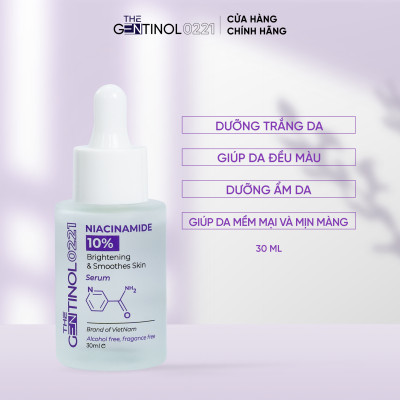 Serum trắng hồng da Niacinamide kiểm soát dầu, mụn, dưỡng trắng, giảm nếp nhăn, trẻ hóa làn da The Gentinol 0221 30ml