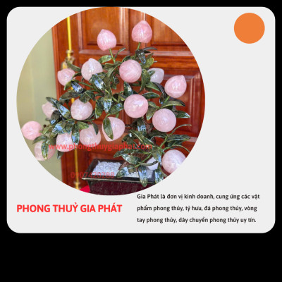 Cây đào phong thuỷ thạch anh hồng 18 quả|phongthuygiaphat