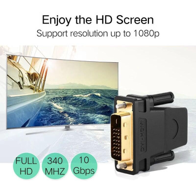Ugreen UG2012420124TK Màu Đen Đầu chuyển đổi DVI 24 + 1 sang HDMI âm - HÀNG CHÍNH HÃNG