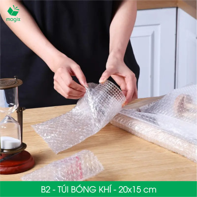 B2 - 20x15 cm - 25 Túi bóng khí chống sốc đóng hàng - Túi gói hàng, bọc chống sốc, xốp chống sốc
