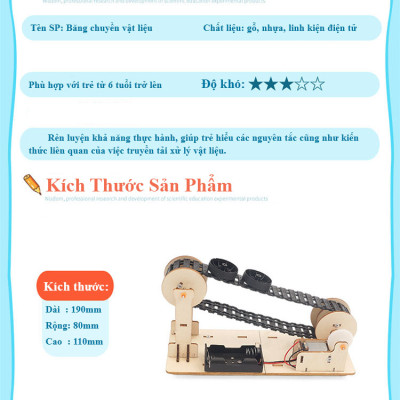 Bộ Đồ Chơi Khoa Học Tự Làm Băng Chuyền Vật Liệu, Bộ Đồ Chơi Lắp Ghép STEM Băng Tải Vật Liệu, Bộ Đồ Chơi Gỗ Cao Cấp Khoa Học Tự Làm DIY Wood Steam-Chính Hãng BABYBOSS.