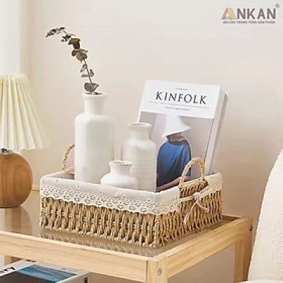 Giỏ Decor Có Quai Xách – Bộ 4 Kiểu Dáng Thủ Công Đẹp Mắt, Lót Vải Vintage, Đựng Đồ & Trang Trí Tinh Tế