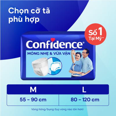 Tã quần người lớn CONFIDENCE SLIM&FIT size M/L gói 20/16 miếng