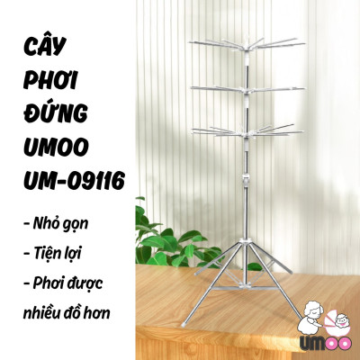 Cây phơi đồ thông minh đa năng CAO CẤP inox 3 tầng phù hợp treo đồ cho bé + tặng kèm 56 kẹp phơi đồ