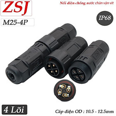 Đầu nối dây điện chống nước IP68 chính hãng ZSJ M25-4P. HÀNG CHÍNH HÃNG !!!