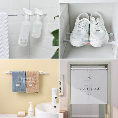 Thanh Treo Rèm Dán Tường Treo Đồ Đa Năng Hamart Kim Loại Gắn Tủ Quần Áo Cửa Sổ Ngang 1.3CM